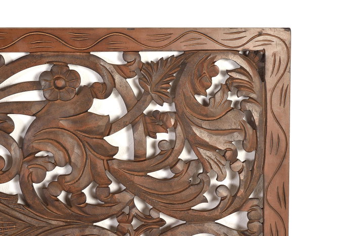 GINER Y COLOMER Cabecero en bois de manguier couleur noyer 166 cm - Tête de lit décorative en MDF sculptée main, orientation horizontale ou verticale
